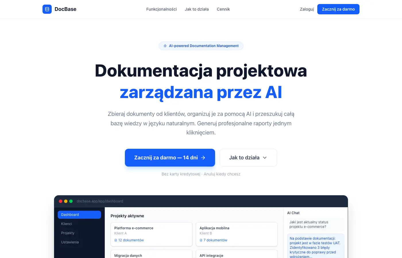 DocBase — Dokumentacja projektowa zarządzana przez AI