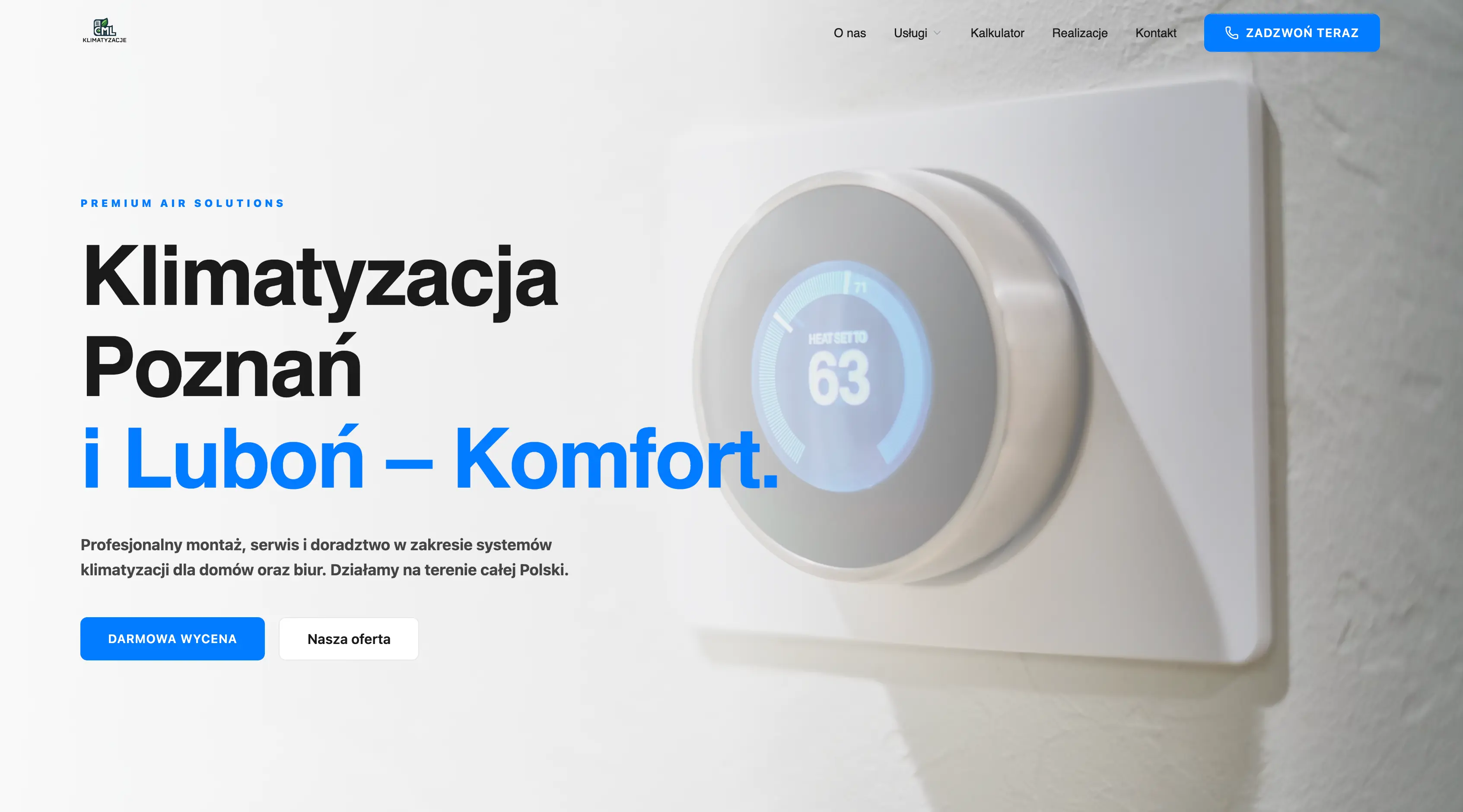 Strona dla firmy montującej klimatyzacje